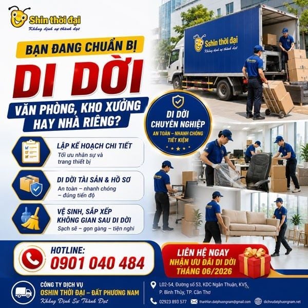 DỊCH VỤ DI DỜI VĂN PHÒNG TẠI CẦN THƠ – TRỌN GÓI, NHANH CHÓNG, AN TOÀN