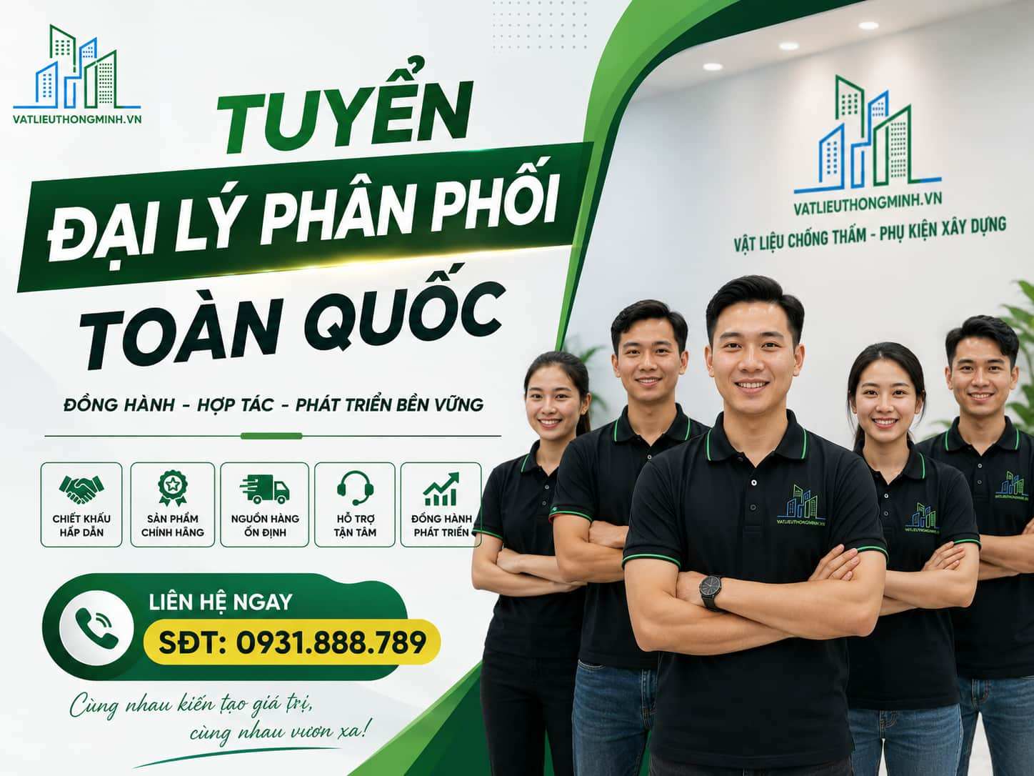 Cửa hàng vật liệu chống thấm chính hãng, Tuyển đại lý phân phối toàn quốc
