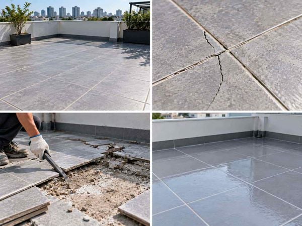Chống thấm sân thượng bị nứt đã lát gạch