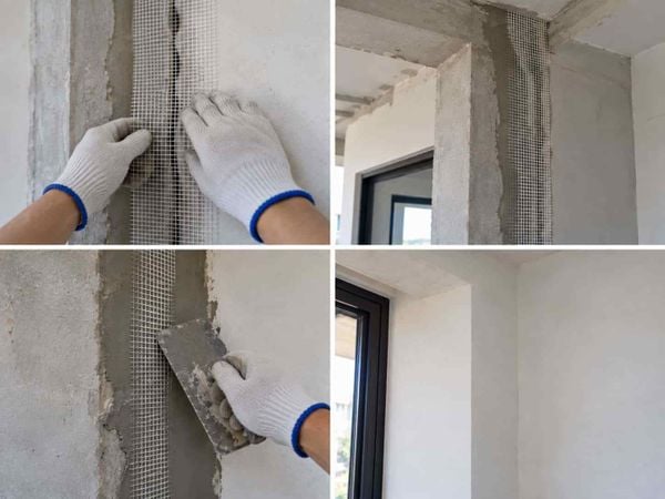Trám tường nứt dọc bằng lưới