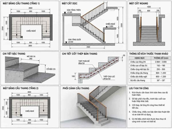 Cách Xây Cầu Thang Đúng Kỹ Thuật