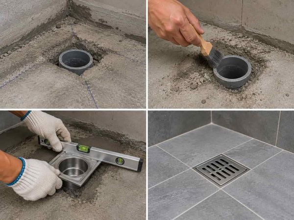 Cách lắp phễu thoát sàn theo từng bước