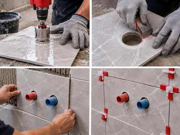 Cách khoét lỗ gạch ốp tường