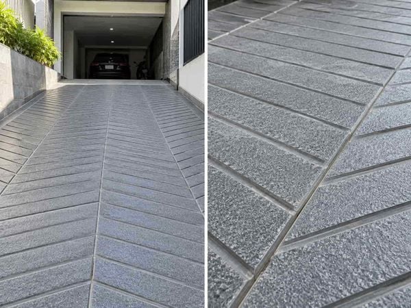 Gạch lát dốc bề mặt nhám màu xám