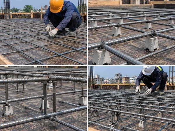Cách buộc thép sàn 2 lớp