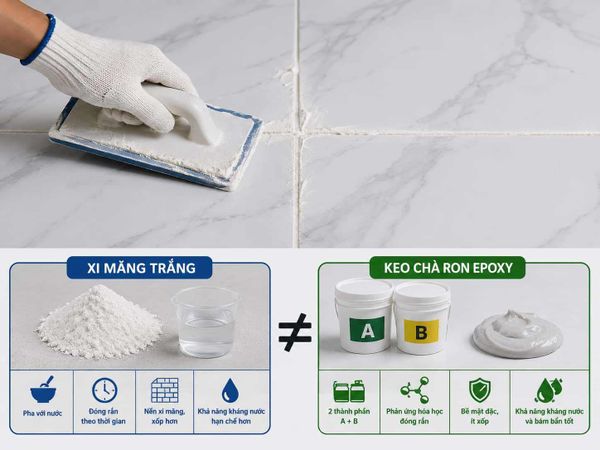Chà ron gạch bằng xi măng trắng là gì?
