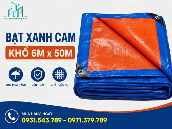 Bạt xanh cam khổ 6m