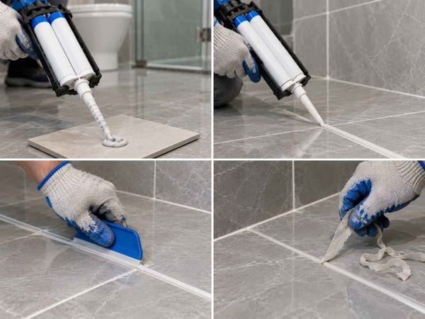 Cách trét ron nhà tắm bằng keo Epoxy 2 thành phần