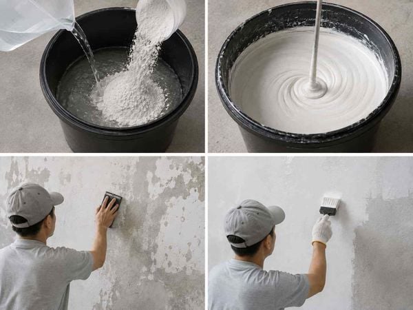 Cách pha xi măng trắng quét tường