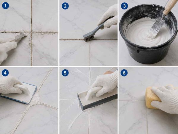 Cách chà ron gạch bằng xi măng trắng