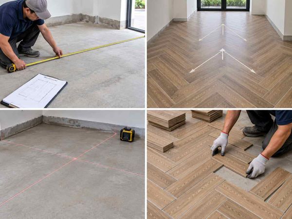 Cách lát gạch xương cá đúng kỹ thuật