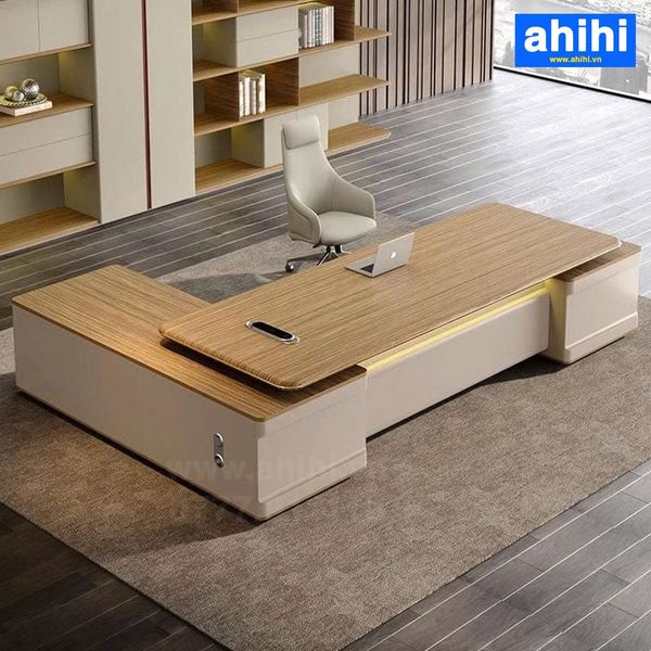 Chất liệu gỗ MDF phủ Melamine cao cấp bàn giám đốc Ahihi102