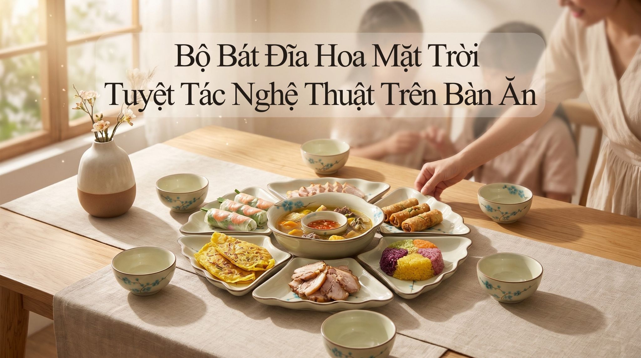 Bộ Bát Đĩa Hoa Mặt Trời Vẽ Tay: Tuyệt Tác Nghệ Thuật Trên Bàn Ăn