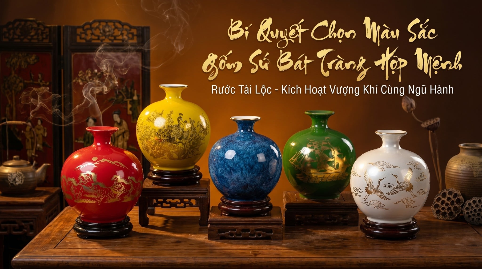 Bí Quyết Chọn Màu Sắc Gốm Sứ Bát Tràng Hợp Mệnh Kim, Mộc, Thủy, Hỏa, Thổ Rước Tài Lộc