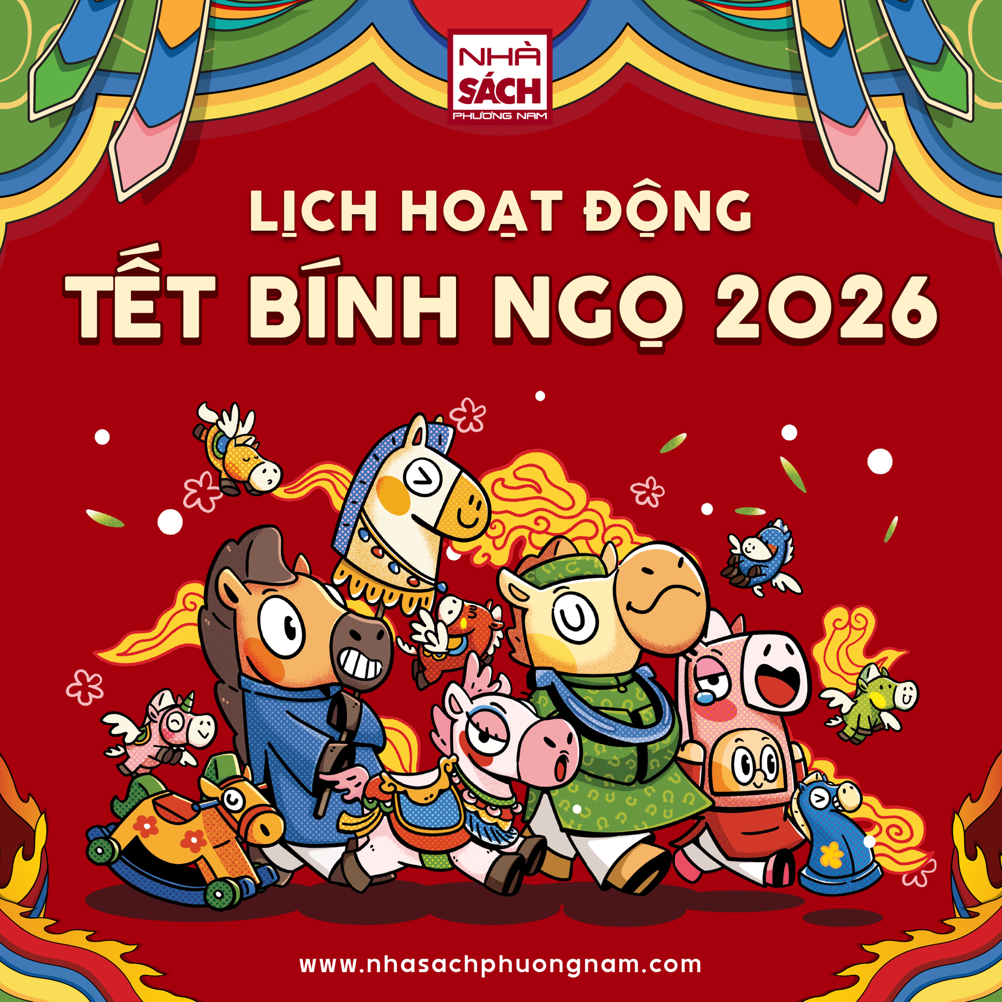Lịch hoạt động Tết Bính Ngọ 2026 Nhà Sách Phương Nam