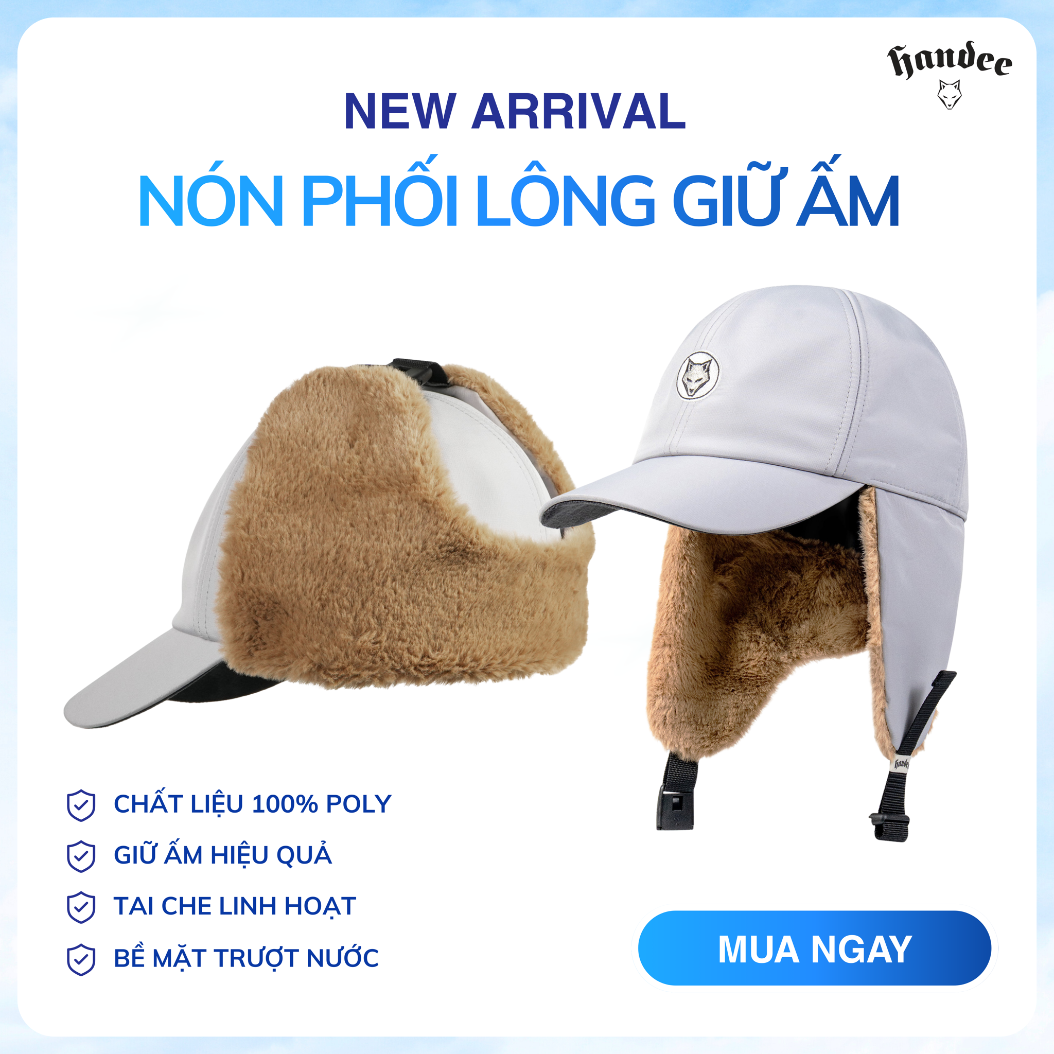NÓN GOLF HANDEE PHỐI LÔNG – GIỮ ẤM TAI CHO MÙA ĐÔNG