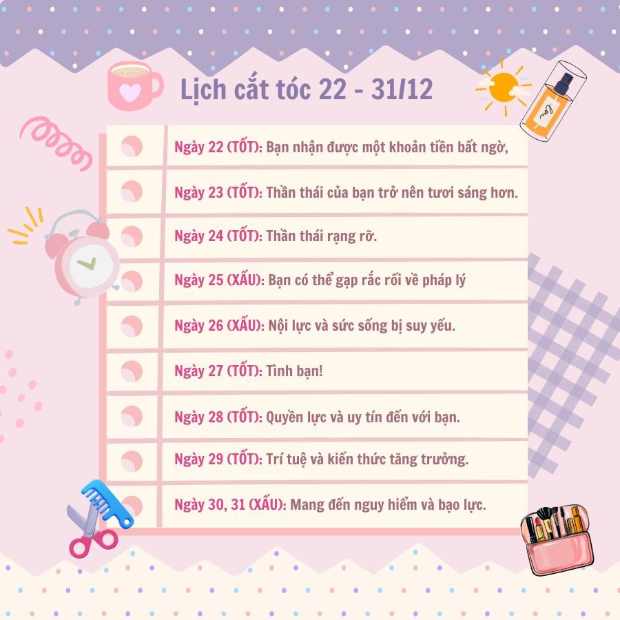 Lịch Cắt Tóc Mười Ngày Cuối Năm (22/12 - 31/12/2025): Chọn Ngày Cát Tường Để Đổi Vận