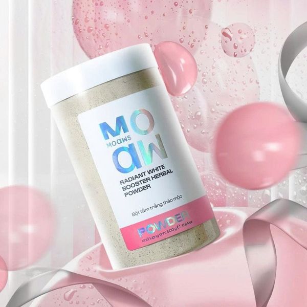 Bột tắm trắng thảo mộc Moaw Moaws dưỡng sáng da body an toàn
