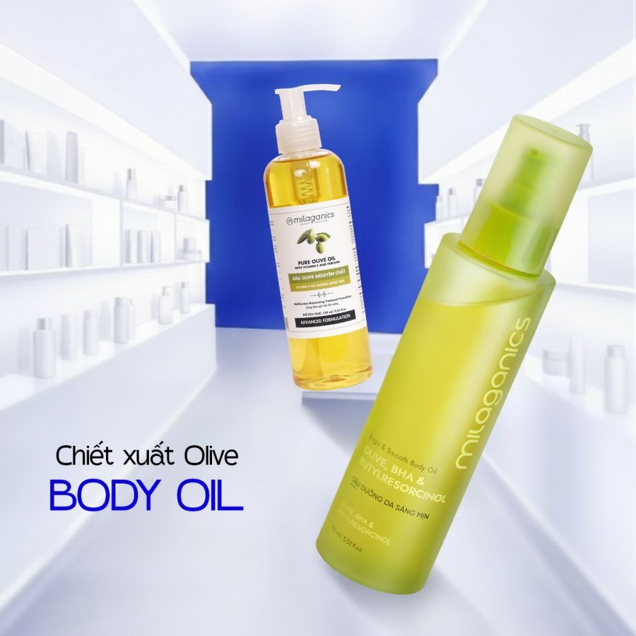 Body oil dưỡng da Milaganics: Nên chọn dầu olive hay bản BHA làm sáng?