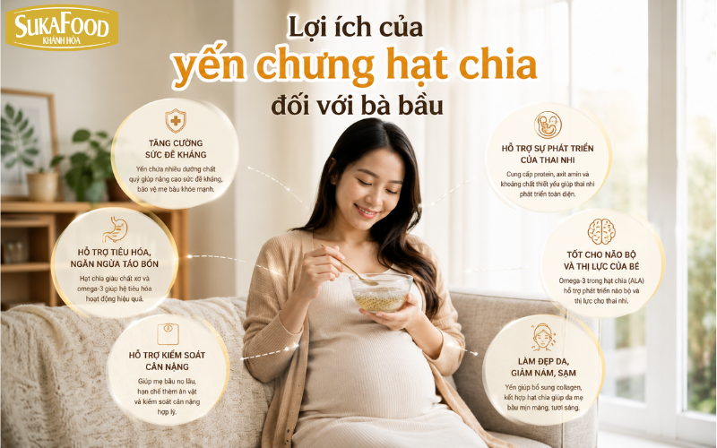 Lợi ích của yến chưng hạt chia đối với bà bầu