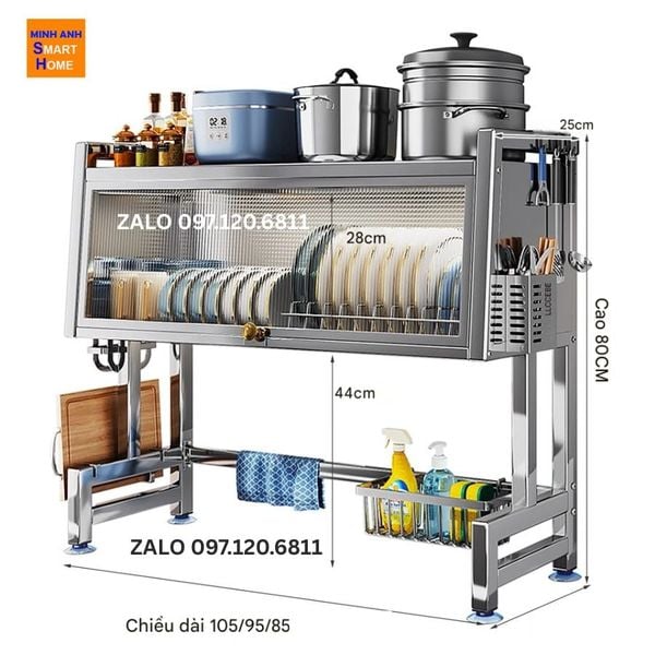 kích thước kệ úp chén inox có nắp đậy