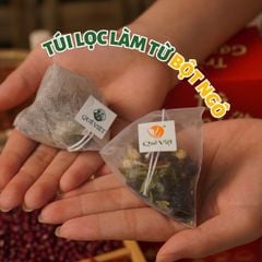 Quê Việt thông báo thay đổi chất liệu túi lọc sang bột ngô, giữ nguyên chất lượng và hương vị trà.