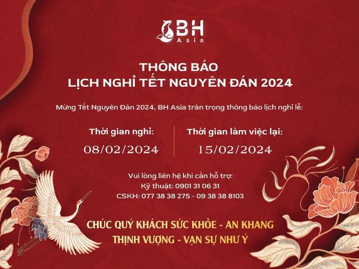 BH ASIA THÔNG BÁO LỊCH NGHỈ TẾT DƯƠNG LỊCH