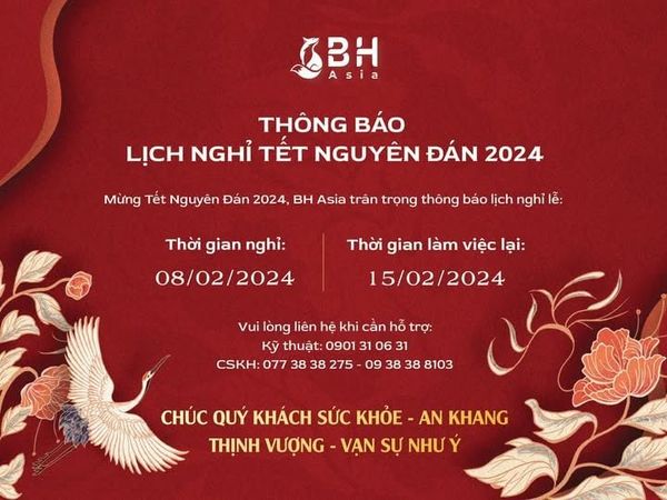 BH ASIA THÔNG BÁO LỊCH NGHỈ TẾT DƯƠNG LỊCH
