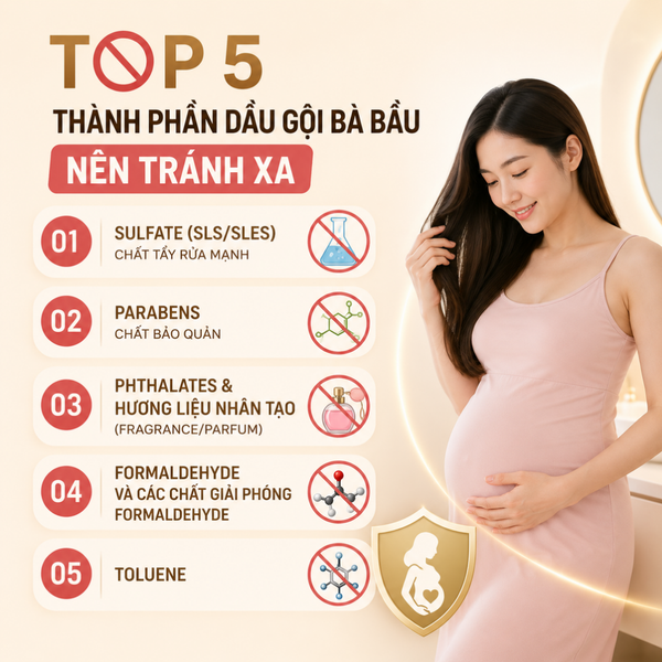 Top 5 thành phần dầu gội bà bầu nên tránh xa