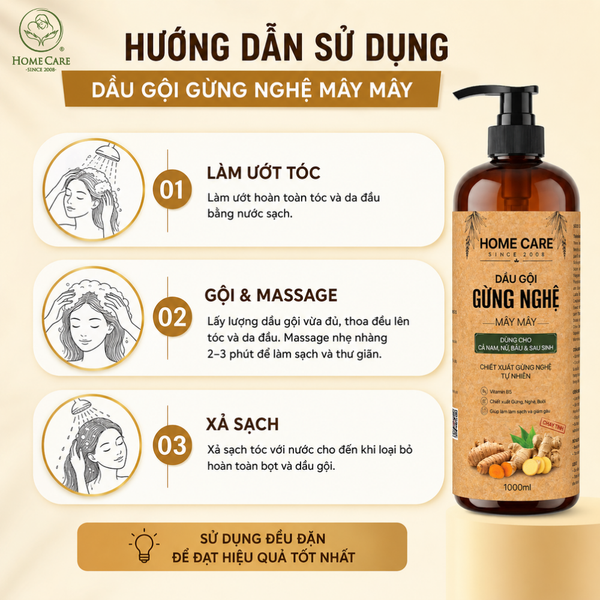 Thành phần dầu gội Gừng Nghệ Mây Mây Home Care có gì nổi bật?