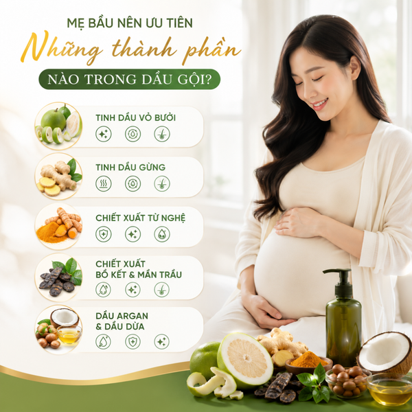 Mẹ bầu nên ưu tiên những thành phần nào trong dầu gội?