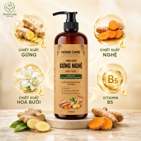 Dầu gội thảo dược gừng nghệ Mây Mây Home Care có gì nổi bật?