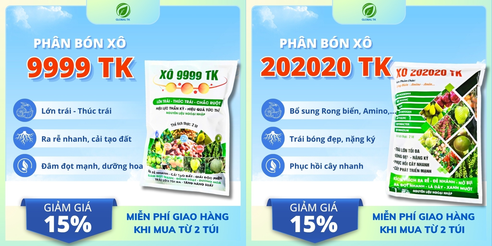 Ưu Đãi Đặc Biệt: Túi xô TK9999 & Túi xô 20-20-20 TK – Thúc Trái Lớn Nhanh, Bóng Đẹp