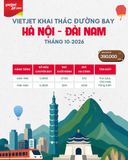 ✈️🇹🇼 VIETJET KHAI THÁC ĐƯỜNG BAY HÀ NỘI – ĐÀI NAM 🇹🇼✈️