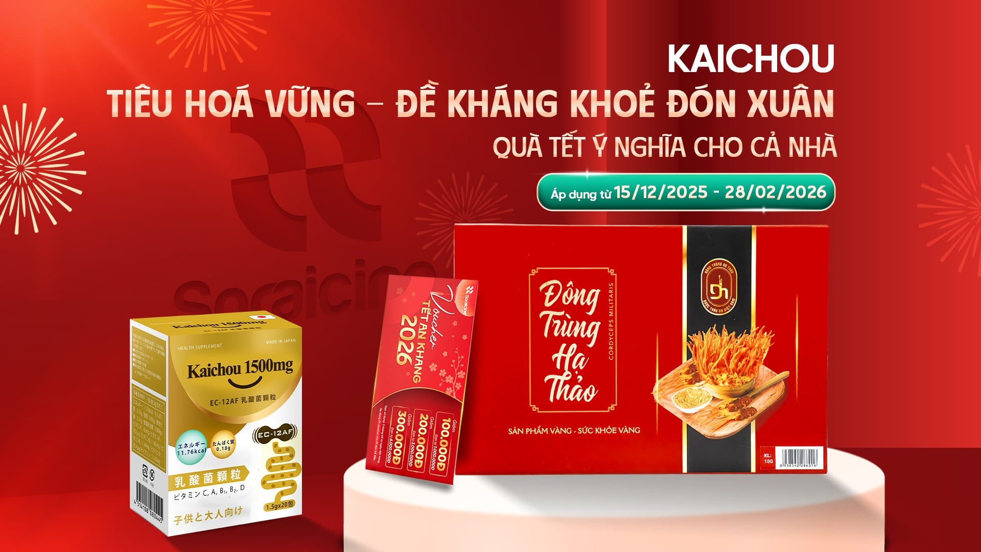 ƯU ĐÃI TẾT ĐẶC BIỆT -  KAICHOU - Giải pháp men vi sinh bất hoạt thế hệ mới, chăm sóc sức khỏe đường ruột chuẩn Nhật