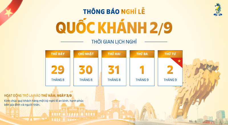 THÔNG BÁO NGHỈ LỄ QUỐC KHÁNH 02/09/2026