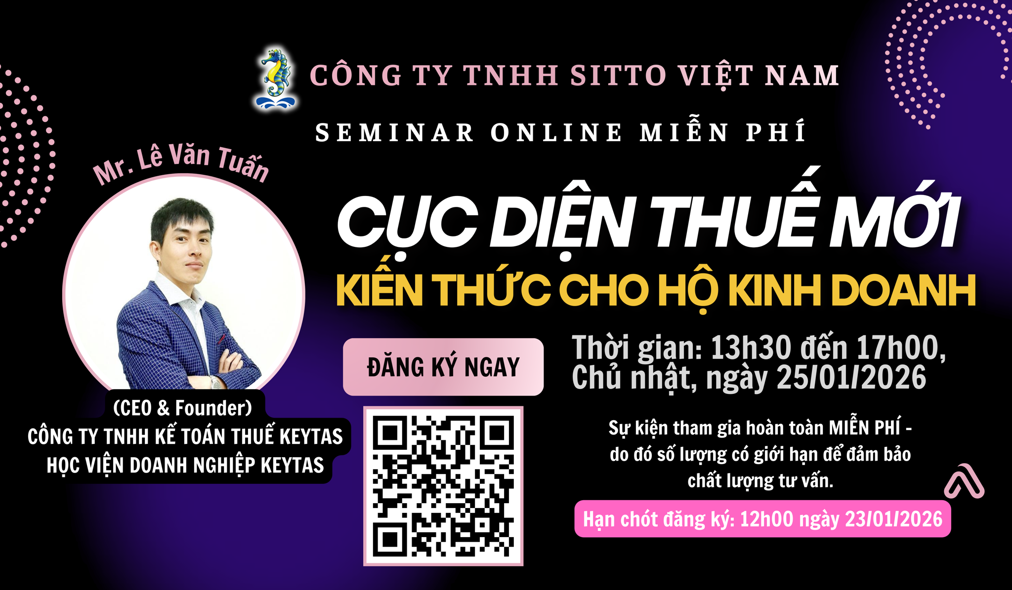 SEMINAR ONLINE MIỄN PHÍ – CẬP NHẬT CỤC DIỆN THUẾ MỚI CHO HỘ KINH DOANH