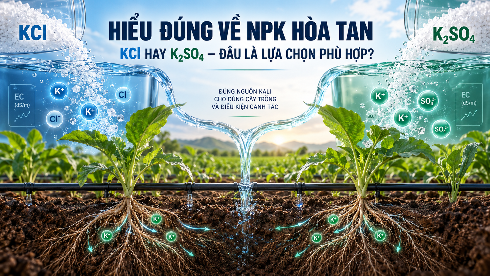 HIỂU ĐÚNG VỀ NPK HÒA TAN - SỬ DỤNG KALI CLORUA (KCl) HAY KALI SUNPHATE (K₂SO₄)