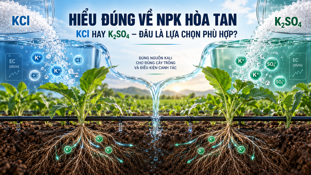 HIỂU ĐÚNG VỀ NPK HÒA TAN - SỬ DỤNG KALI CLORUA (KCl) HAY KALI SUNPHATE (K₂SO₄)