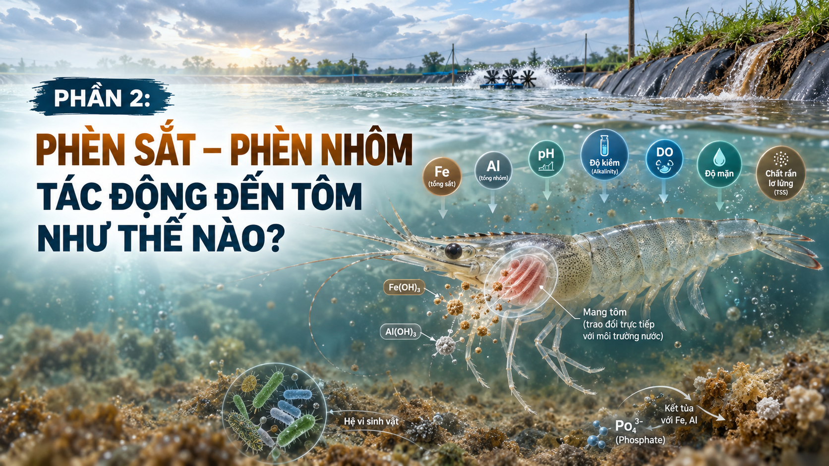 PHẦN 2: PHÈN SẮT – PHÈN NHÔM TÁC ĐỘNG ĐẾN TÔM NHƯ THẾ NÀO?
