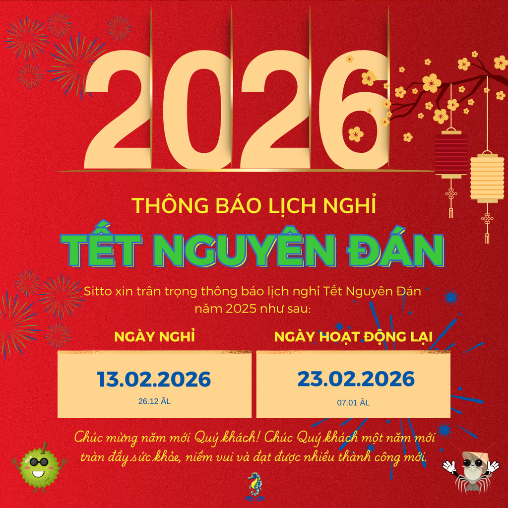 🎊 THÔNG BÁO LỊCH NGHỈ TẾT NGUYÊN ĐÁN 2026 – SITTO VIỆT NAM 🎊
