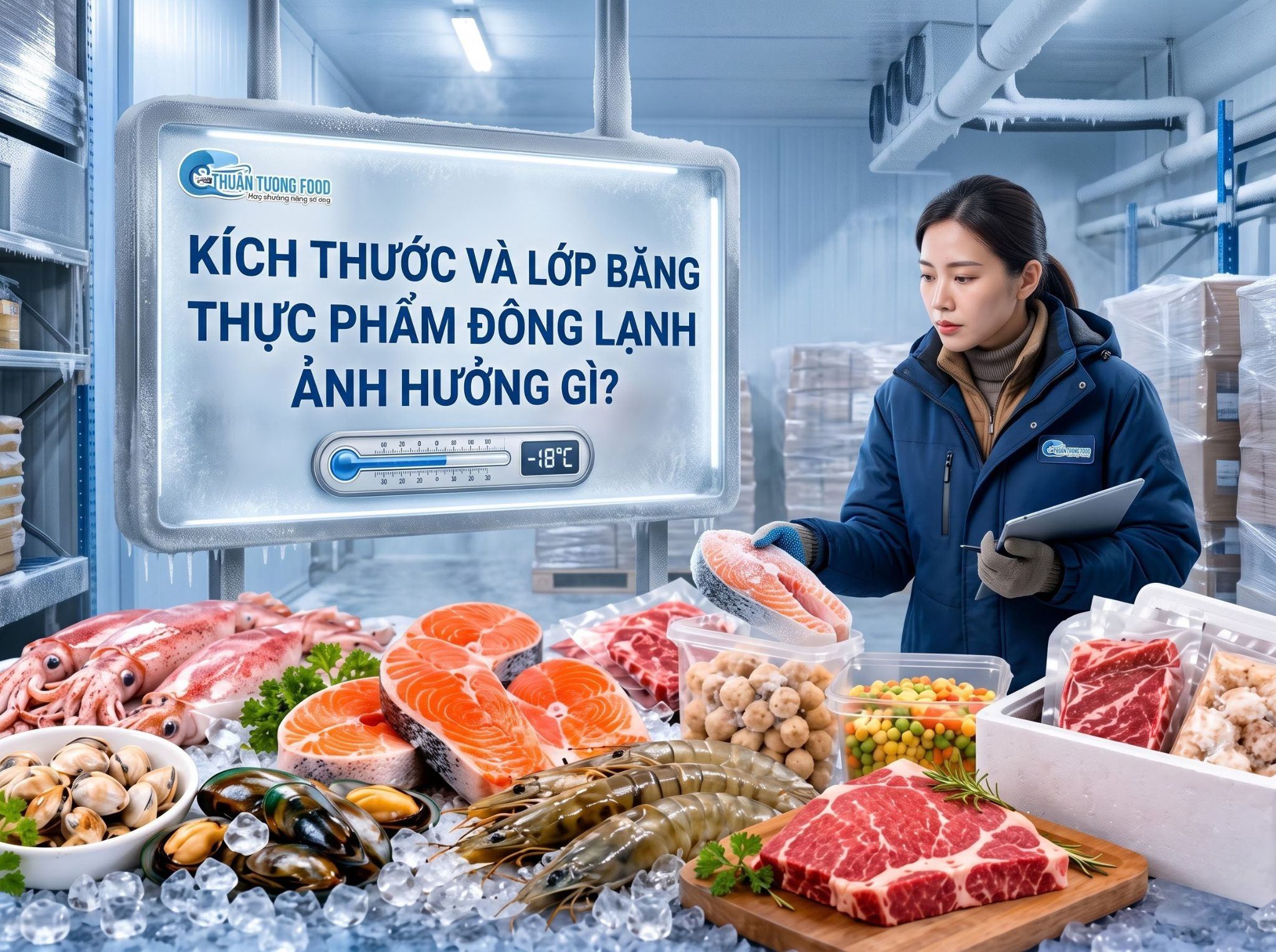 Kích Thước Và Lớp Băng Thực Phẩm Đông Lạnh Ảnh Hưởng Gì?