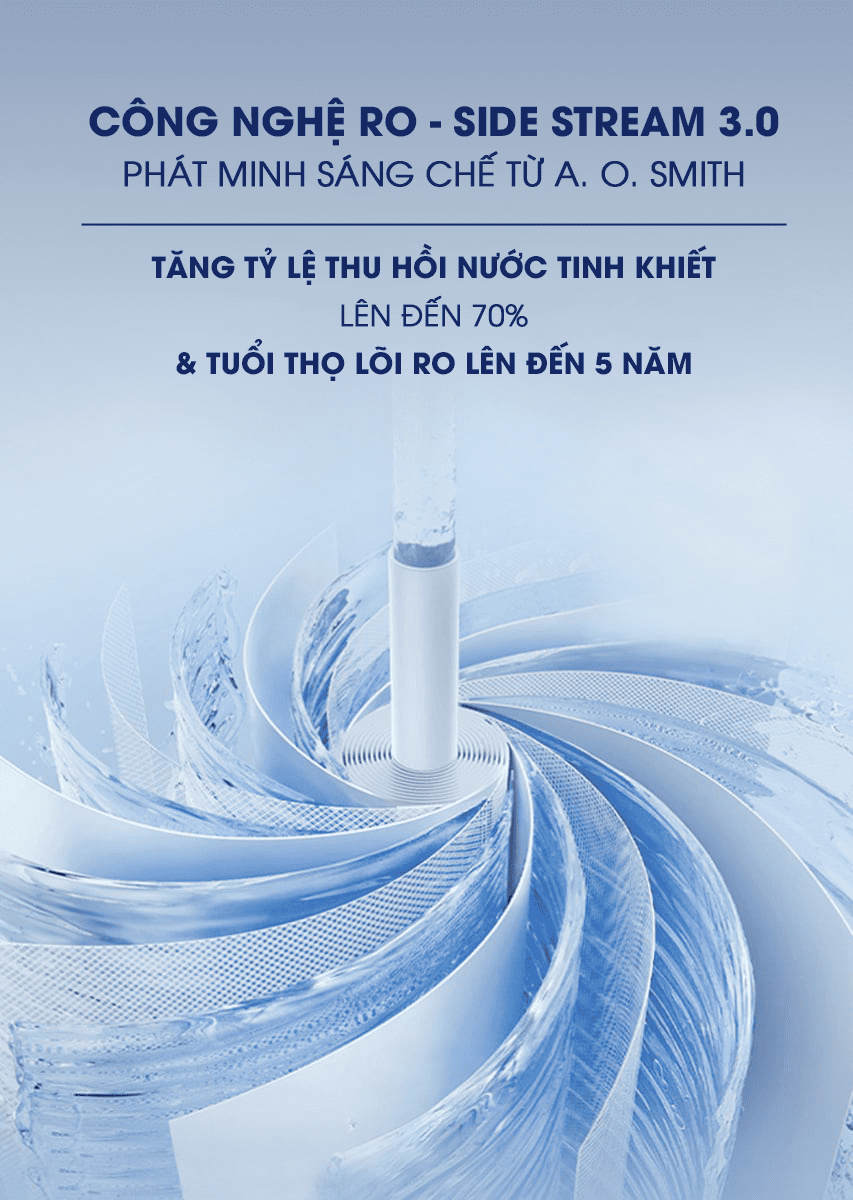 Công nghệ lọc Composite RO – Side Stream cho tỷ lệ thu hồi nước tinh khiết đạt 70%