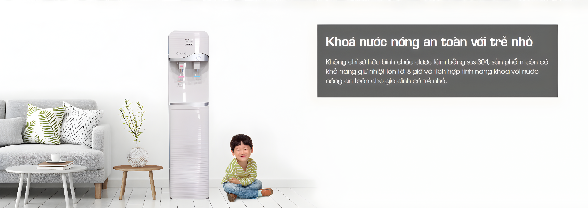 Máy lọc nước Korihome WPK-910  tích hợp khóa nước nóng an toàn với trẻ nhỏ