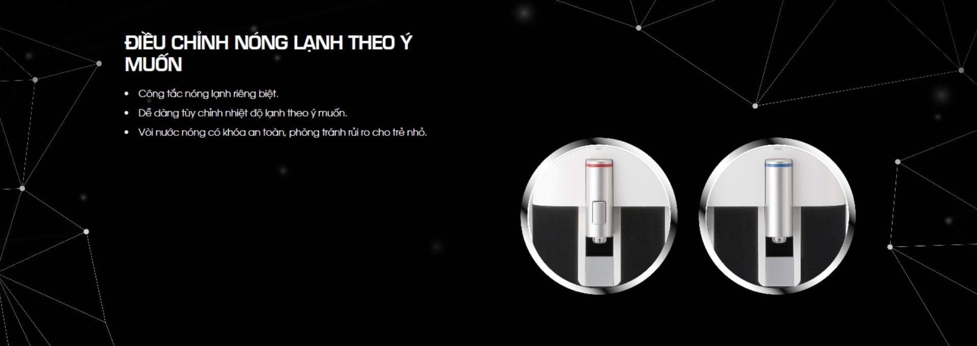 Korihome WPK-918 trang bị khóa vòi nước nóng nhằm hạn chế rủi ro bỏng