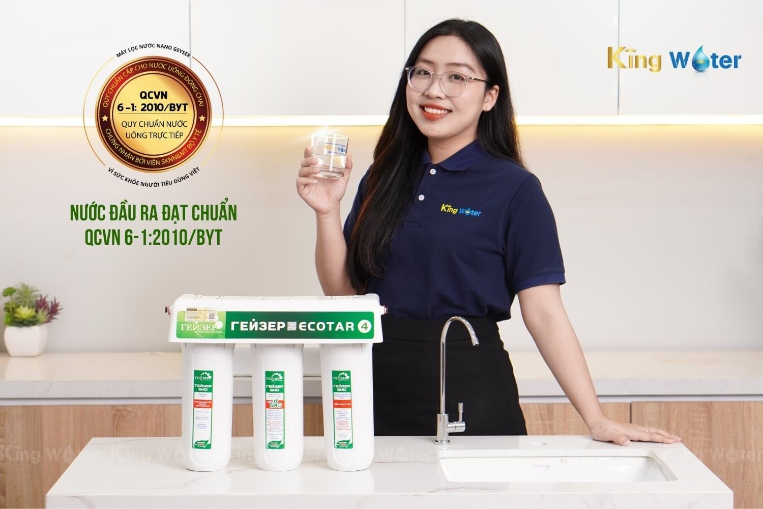 Máy lọc nước Geyser Ecotar 4 cho nước sau lọc đạt chuẩn nước uống của Bộ Y tế