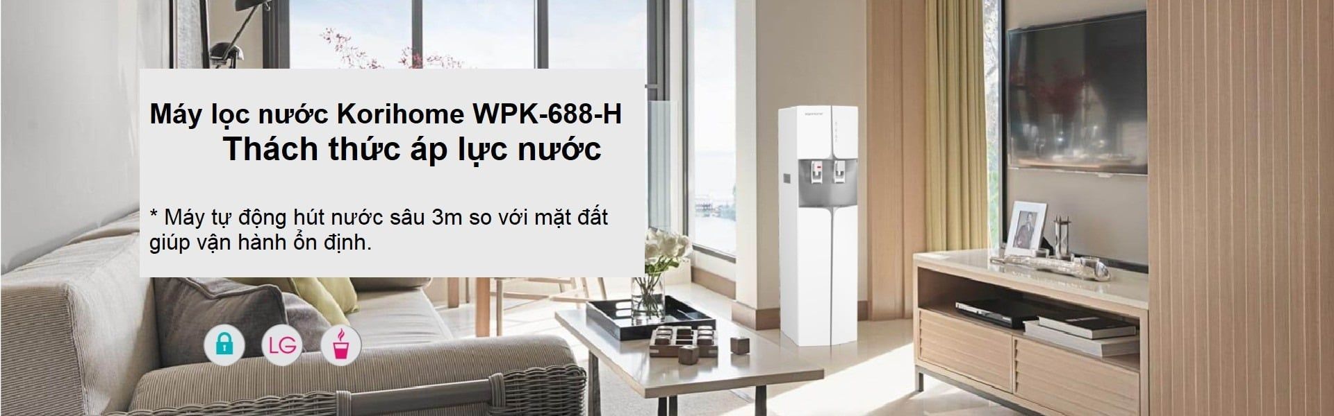 Máy lọc nước RO nóng nguội Korihome WPK-688-H tự động hút sâu dưới mặt đất 3m