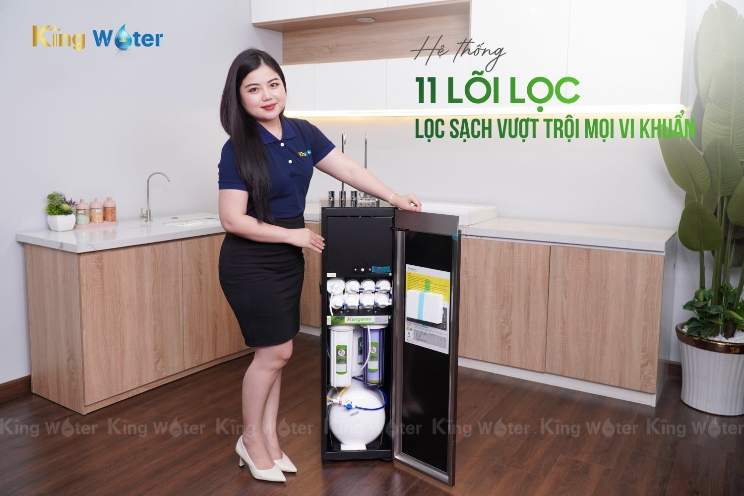 Máy Kangaroo KG11A18 tích hợp hệ 11 lõi lọc giúp tăng cường Hydrogen và gấp đôi khoáng chất