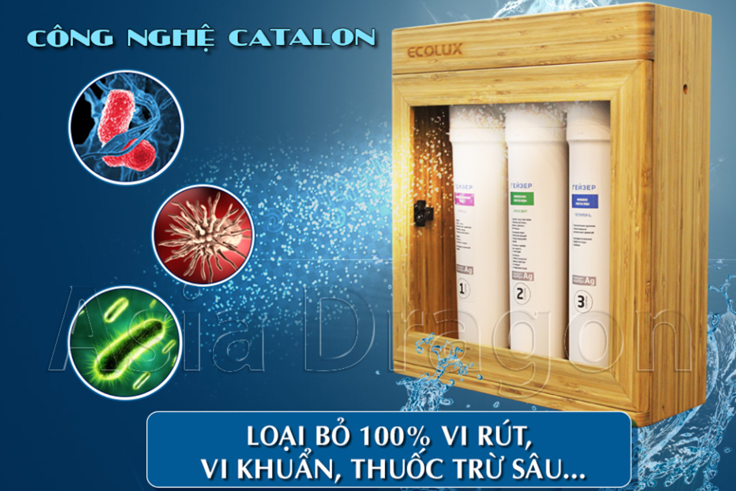 Cơ chế lọc tích hợp với 11 tầng lọc trong hệ thống 3 lõi giúp diệt khuẩn hoàn toàn