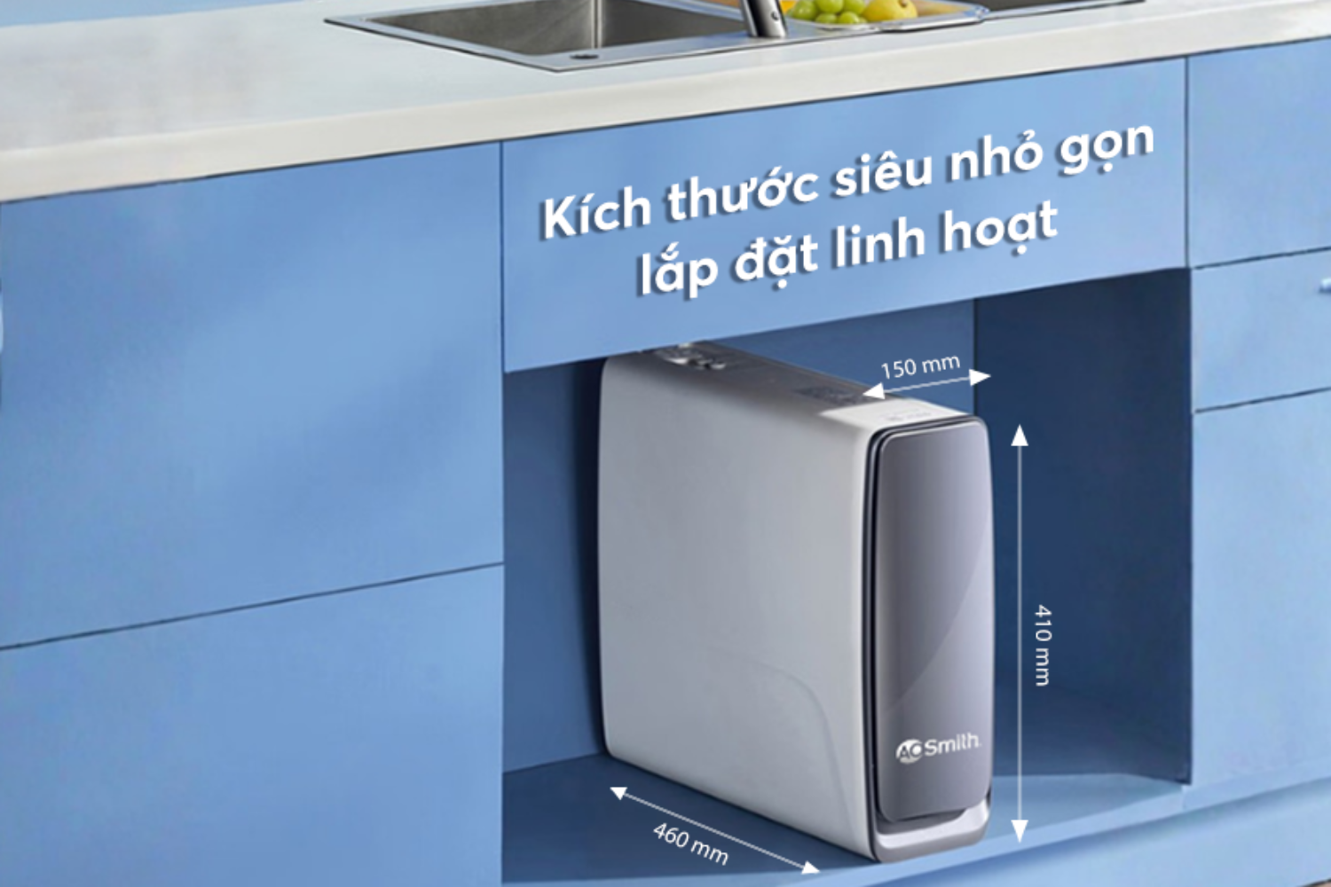 Thiết kế tối giản và thanh mảnh cho phép A.O Smith X1000 lắp đặt linh hoạt ở mọi vị trí